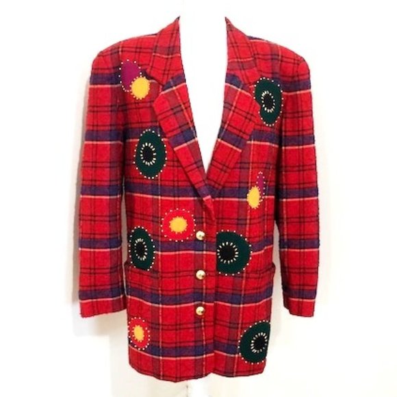 Adam Douglass Adrianna Papell Jackets & Blazers - Vintage Adam Douglass Adrianna Papell Plaid Blazer